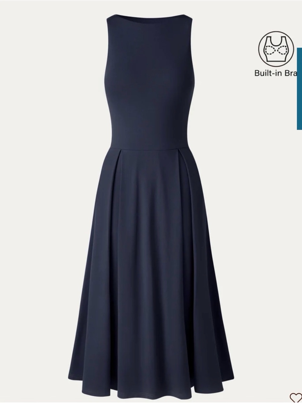 OGL Navy Sleeveless Midi Dress with Pleated Skirt